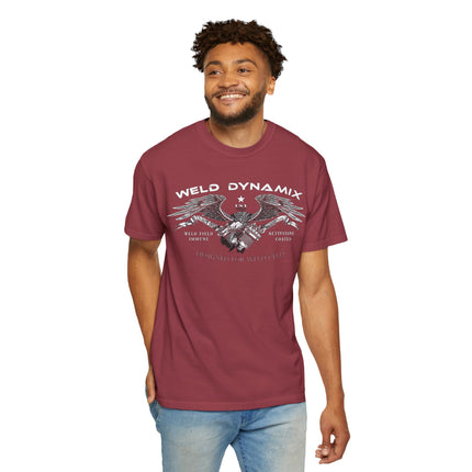 WD Relaxed fit T-Shirt: Medium-heavy weight (6.1  oz/yd² material) - WD Eagle 8-2025 Design Front, Flexlinc Back - Shirt brand: Comfort Colors 1717