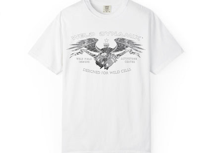 WD Relaxed fit T-Shirt: Medium-heavy weight (6.1  oz/yd² material) - WD Eagle 8-2025 Design Front, Flexlinc Back - Shirt brand: Comfort Colors 1717