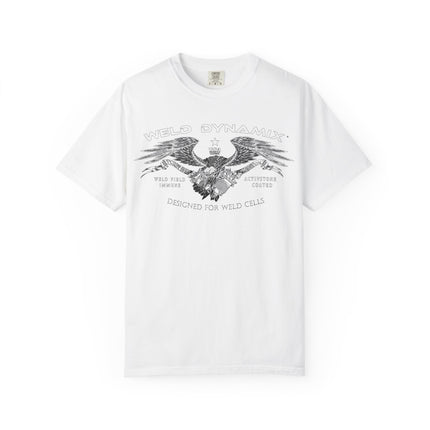 WD Relaxed fit T-Shirt: Medium-heavy weight (6.1  oz/yd² material) - WD Eagle 8-2025 Design Front, Flexlinc Back - Shirt brand: Comfort Colors 1717