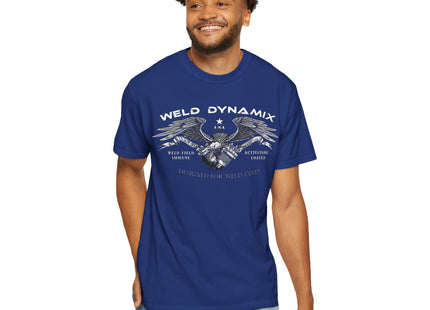 WD Relaxed fit T-Shirt: Medium-heavy weight (6.1  oz/yd² material) - WD Eagle 8-2025 Design Front, Flexlinc Back - Shirt brand: Comfort Colors 1717