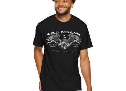 WD Relaxed fit T-Shirt: Medium-heavy weight (6.1  oz/yd² material) - WD Eagle 8-2025 Design Front, Flexlinc Back - Shirt brand: Comfort Colors 1717