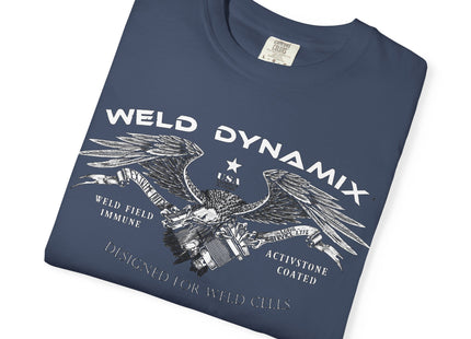 WD Relaxed fit T-Shirt: Medium-heavy weight (6.1  oz/yd² material) - WD Eagle 8-2025 Design Front, Flexlinc Back - Shirt brand: Comfort Colors 1717