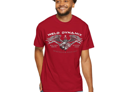 WD Relaxed fit T-Shirt: Medium-heavy weight (6.1  oz/yd² material) - WD Eagle 8-2025 Design Front, Flexlinc Back - Shirt brand: Comfort Colors 1717