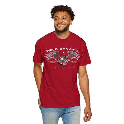 WD Relaxed fit T-Shirt: Medium-heavy weight (6.1  oz/yd² material) - WD Eagle 8-2025 Design Front, Flexlinc Back - Shirt brand: Comfort Colors 1717