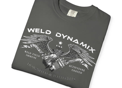WD Relaxed fit T-Shirt: Medium-heavy weight (6.1  oz/yd² material) - WD Eagle 8-2025 Design Front, Flexlinc Back - Shirt brand: Comfort Colors 1717
