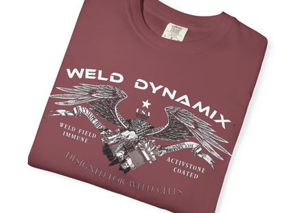 WD Relaxed fit T-Shirt: Medium-heavy weight (6.1  oz/yd² material) - WD Eagle 8-2025 Design Front, Flexlinc Back - Shirt brand: Comfort Colors 1717