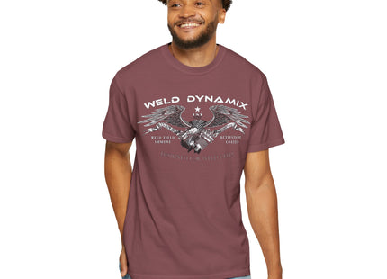 WD Relaxed fit T-Shirt: Medium-heavy weight (6.1  oz/yd² material) - WD Eagle 8-2025 Design Front, Flexlinc Back - Shirt brand: Comfort Colors 1717