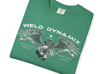 WD Relaxed fit T-Shirt: Medium-heavy weight (6.1  oz/yd² material) - WD Eagle 8-2025 Design Front, Flexlinc Back - Shirt brand: Comfort Colors 1717