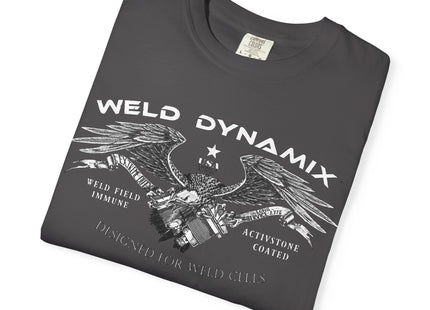 WD Relaxed fit T-Shirt: Medium-heavy weight (6.1  oz/yd² material) - WD Eagle 8-2025 Design Front, Flexlinc Back - Shirt brand: Comfort Colors 1717