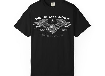 WD Relaxed fit T-Shirt: Medium-heavy weight (6.1  oz/yd² material) - WD Eagle 8-2025 Design Front, Flexlinc Back - Shirt brand: Comfort Colors 1717