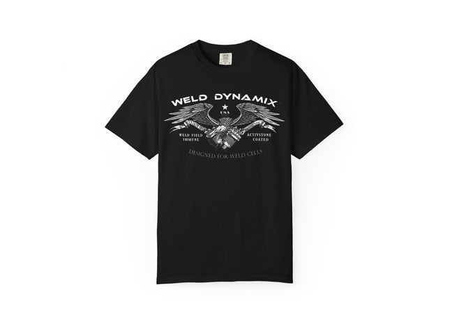 WD Relaxed fit T-Shirt: Medium-heavy weight (6.1  oz/yd² material) - WD Eagle 8-2025 Design Front, Flexlinc Back - Shirt brand: Comfort Colors 1717