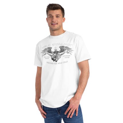 WD Regular fit T-Shirt: Medium weight (5.5  oz/yd² material) - WD Eagle Front, Flexlinc Back - Shirt brand: Econsious EC1000