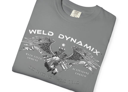 WD Relaxed fit T-Shirt: Medium-heavy weight (6.1  oz/yd² material) - WD Eagle 8-2025 Design Front, Flexlinc Back - Shirt brand: Comfort Colors 1717