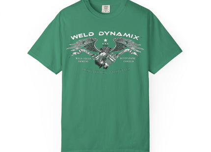 WD Relaxed fit T-Shirt: Medium-heavy weight (6.1  oz/yd² material) - WD Eagle 8-2025 Design Front, Flexlinc Back - Shirt brand: Comfort Colors 1717