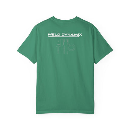 WD Relaxed fit T-Shirt: Medium-heavy weight (6.1  oz/yd² material) - WD Eagle 8-2025 Design Front, Flexlinc Back - Shirt brand: Comfort Colors 1717