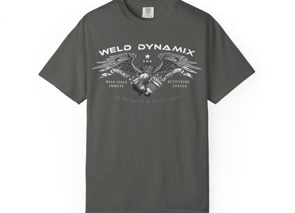 WD Relaxed fit T-Shirt: Medium-heavy weight (6.1  oz/yd² material) - WD Eagle 8-2025 Design Front, Flexlinc Back - Shirt brand: Comfort Colors 1717