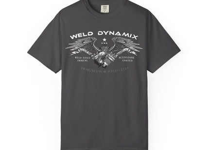 WD Relaxed fit T-Shirt: Medium-heavy weight (6.1  oz/yd² material) - WD Eagle 8-2025 Design Front, Flexlinc Back - Shirt brand: Comfort Colors 1717