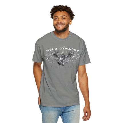 WD Relaxed fit T-Shirt: Medium-heavy weight (6.1  oz/yd² material) - WD Eagle 8-2025 Design Front, Flexlinc Back - Shirt brand: Comfort Colors 1717