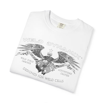 WD Relaxed fit T-Shirt: Medium-heavy weight (6.1  oz/yd² material) - WD Eagle 8-2025 Design Front, Flexlinc Back - Shirt brand: Comfort Colors 1717