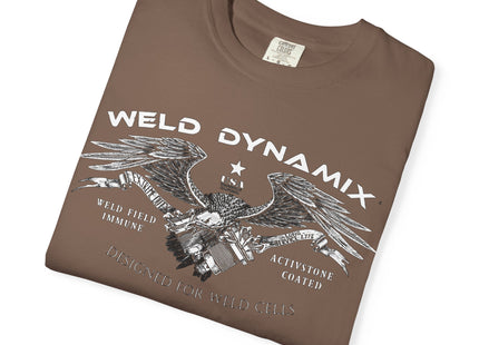 WD Relaxed fit T-Shirt: Medium-heavy weight (6.1  oz/yd² material) - WD Eagle 8-2025 Design Front, Flexlinc Back - Shirt brand: Comfort Colors 1717