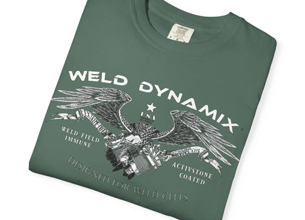 WD Relaxed fit T-Shirt: Medium-heavy weight (6.1  oz/yd² material) - WD Eagle 8-2025 Design Front, Flexlinc Back - Shirt brand: Comfort Colors 1717