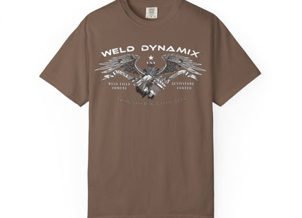 WD Relaxed fit T-Shirt: Medium-heavy weight (6.1  oz/yd² material) - WD Eagle 8-2025 Design Front, Flexlinc Back - Shirt brand: Comfort Colors 1717