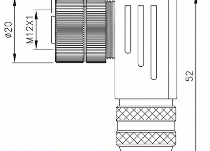 #WCA-1204-F9AH  M12 4-Pin Female 90 Field Attachable Connector