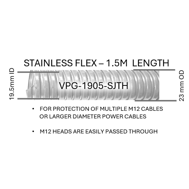 #VPG-1905-SJTH  19.5mm ID  Stainless Flex - 1.5m length
