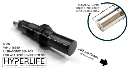 WMU-18350-SAAZ ULTRASONIC (ACTIVSTONE COATED FOR WELD SPATTER RESISTANCE) 350mm RANGE (TEACH)