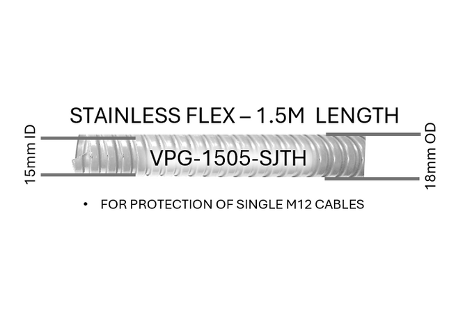 #VPG-1505-SJTH  15mm ID  Stainless Flex - 1.5m length