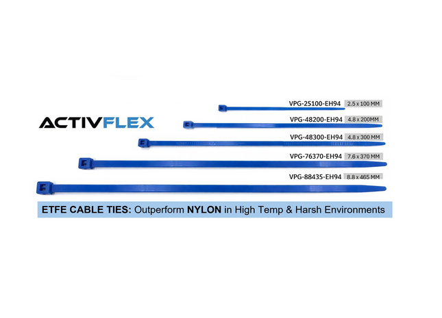 #VPG-88435-EH94 Hi-Temp ETFE Zip Ties - 8.8mm x 465mm (50/Pkg)