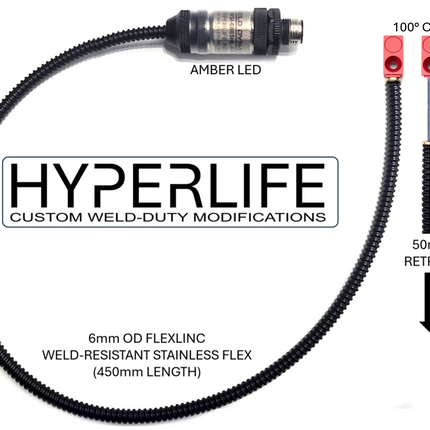 #WSI-1602HL-FAAZ-HT HI-TEMP HYPERLIFE MINI FLAT PACK (w/FLEXLINC) Lighted Metal M12 PNP N.O.