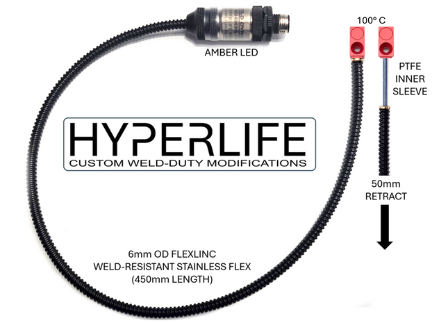 #WSI-1602HL-FAAZ-HT HI-TEMP HYPERLIFE MINI FLAT PACK (w/FLEXLINC) Lighted Metal M12 PNP N.O.