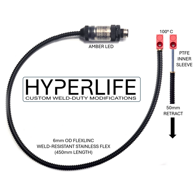 #WSI-1602HL-FAAZ-HT HI-TEMP HYPERLIFE MINI FLAT PACK (w/FLEXLINC) Lighted Metal M12 PNP N.O.