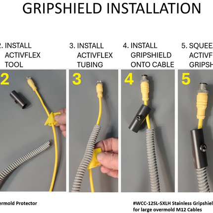 #WCC-12SL-AXLH Stainless Aluminum Overmold Protector for larger M12 Cables (larger overmold and cable OD)