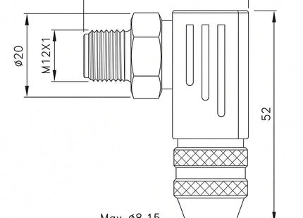 #WCA-1204-M9AH  M12 4-Pin Male 90 Field Attachable Connector - WELD RESISTANT