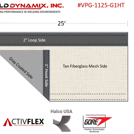 #VPG-1125-G1HT Hook & Loop Cover 11" X 25'