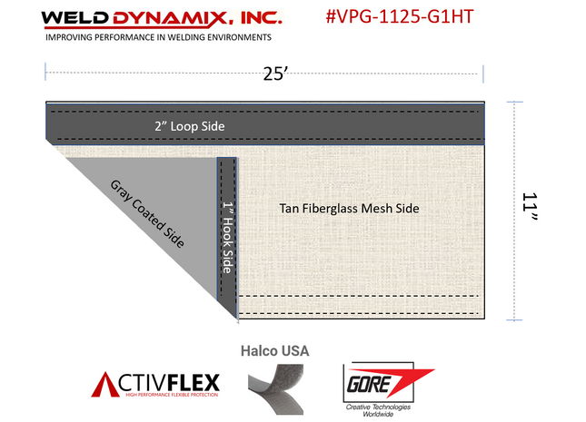 #VPG-1125-G1HT Hook & Loop Cover 11" X 25'
