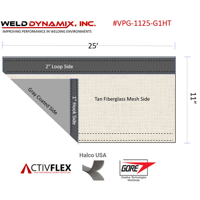 #VPG-1125-G1HT Hook & Loop Cover 11" X 25'